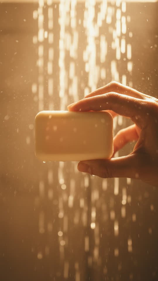 Soap ad — held under the shower